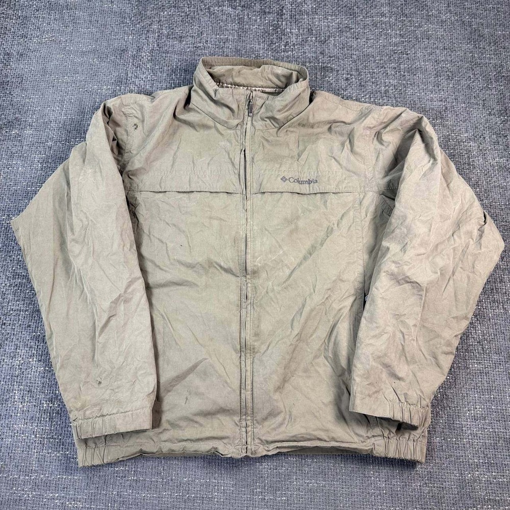 Columbia Full Zip Jacket Mens XL Tan Gorpcore Lightweight Y2K Outdoor